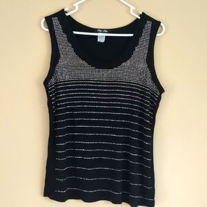 20" Pit-to-pit Only Nine Stretchy Black And Sliver Shirt Top